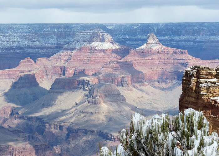 Grand Canyon Greeting Card featuring the photograph Snow at the Grand Canyon by Laurel Powell