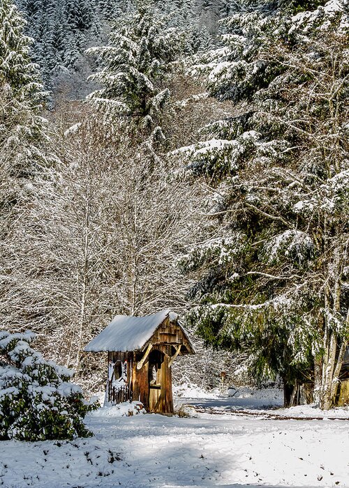 Rustic Greeting Card featuring the photograph Snow Covered Rustic Shack by Rob Green