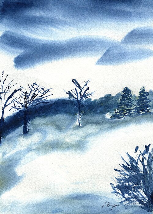 Winter Landscape Watercolor Painting Greeting Card featuring the painting Snow In Catskill NY by Frank Bright