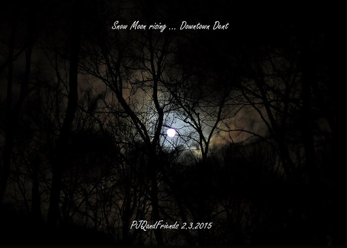 Snow Moon 2015 Greeting Card featuring the photograph Snow Moon Rising by PJQandFriends Photography