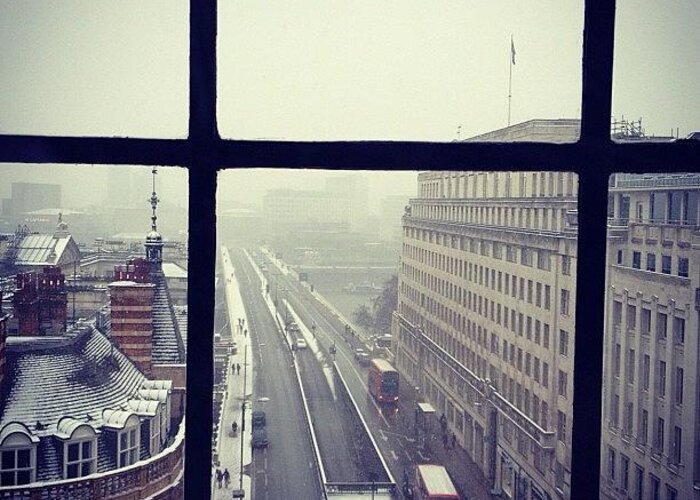 London Greeting Card featuring the photograph Snow Over Waterloo Bridge #winter #snow by Charlotte McNally