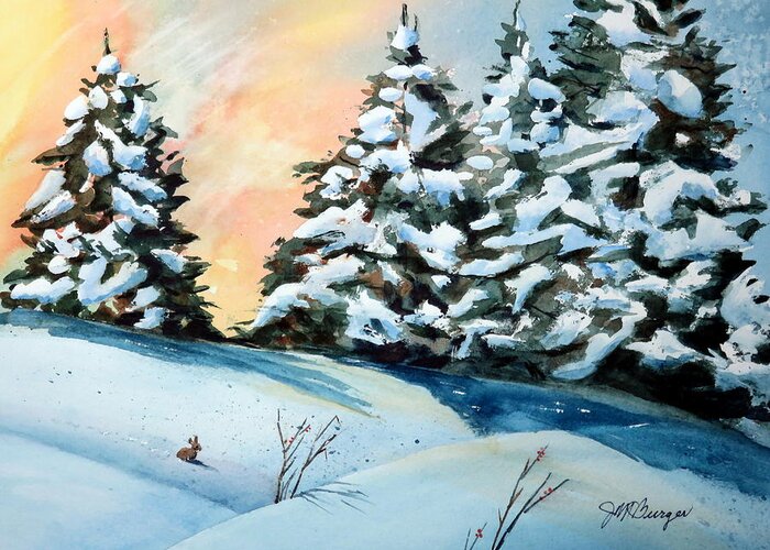 Drift Greeting Card featuring the painting Snow Pines by Joseph Burger