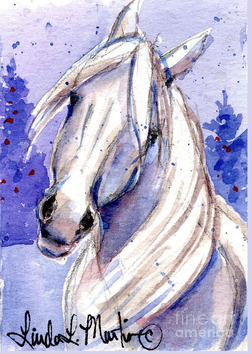 White Pony Greeting Card featuring the painting Snow Pony 3 by Linda L Martin