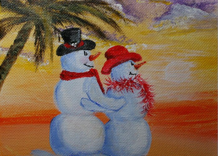  Greeting Card featuring the painting Snowies in Paradise by Donna Tucker