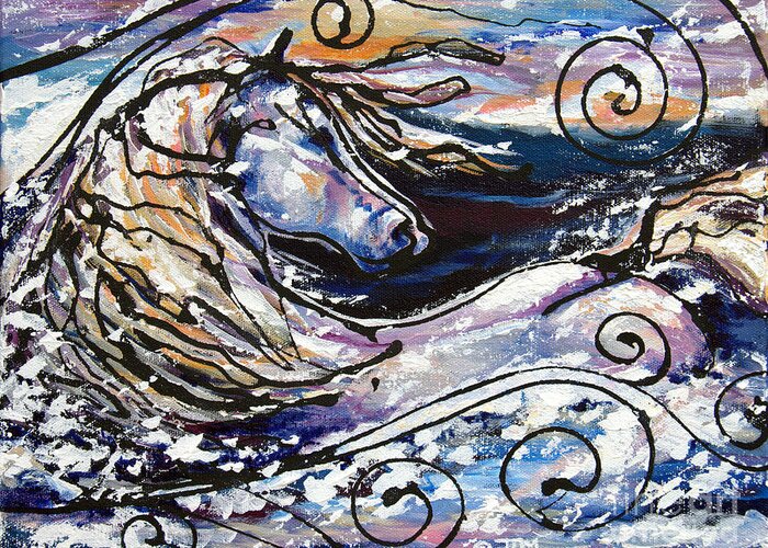 Horse Greeting Card featuring the painting Snowplace like Home by Jonelle T McCoy