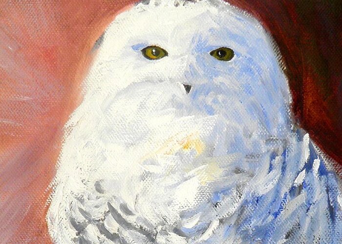Owl Greeting Card featuring the painting Snowy Owl by Sharon Casavant