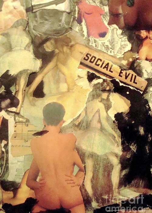 Collage Greeting Card featuring the mixed media Social Evil by Bellavia