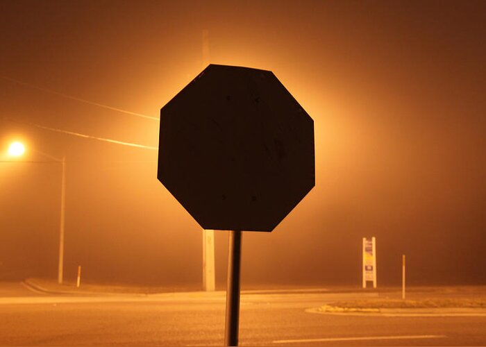 Fog Greeting Card featuring the photograph Soft Fog At The Stop Sign by Ross Lewis