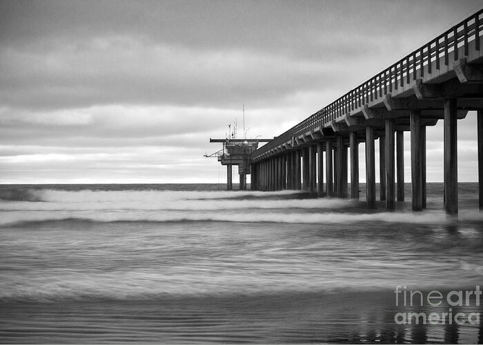 Scripps Pier Greeting Card featuring the photograph Soft Waves at Scripps Pier by Ana V Ramirez
