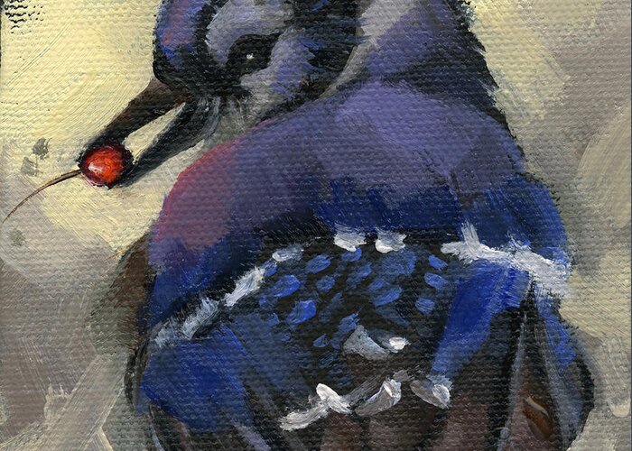 Blue Jay Greeting Card featuring the painting SOLD - Finder's Keepers by Nancy Parsons