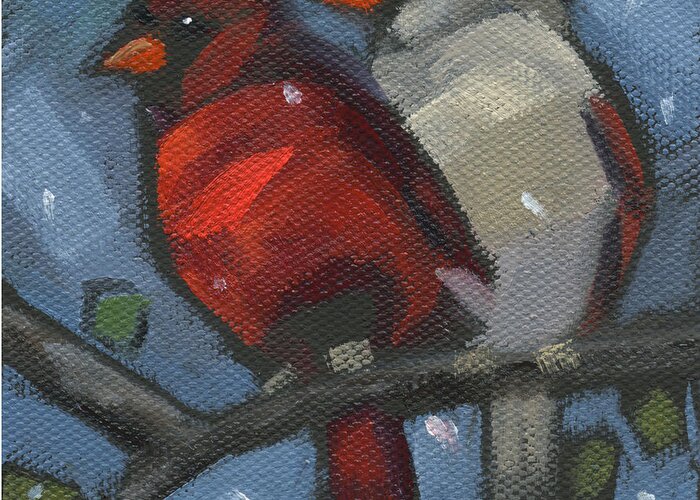 Cardinals Greeting Card featuring the painting SOLD We Are Family by Nancy Parsons