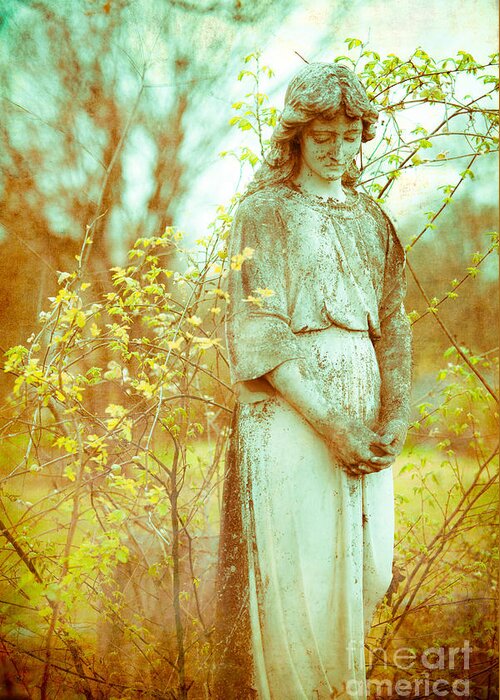Cemetery Greeting Card featuring the photograph Solemn Cemetery Statue by Sonja Quintero