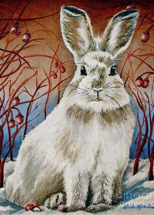  Linda Simon Greeting Card featuring the painting Some Bunny is Charming by Linda Simon