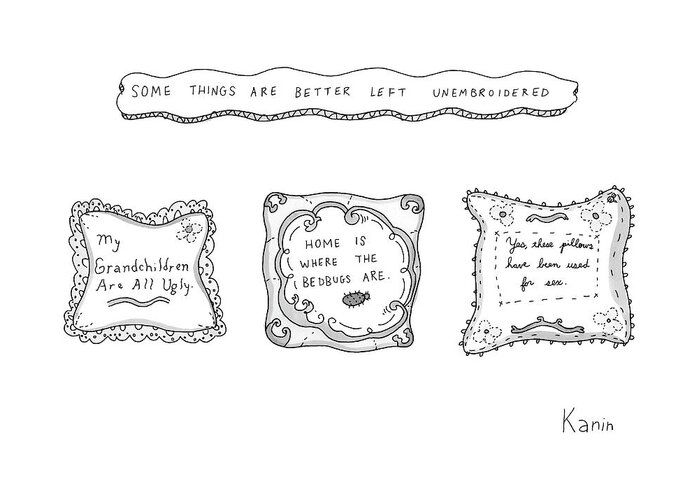 Embroidery Greeting Card featuring the drawing Some Things Are Better Left Unembroidered by Zachary Kanin