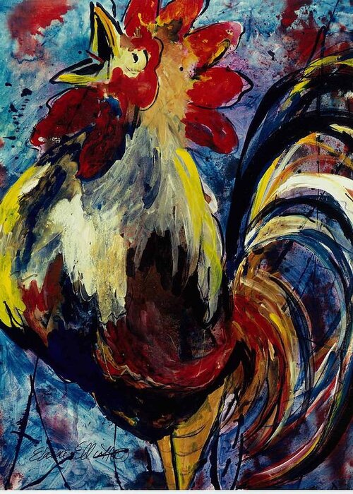 Rooster Greeting Card featuring the painting Something to Crow About Too by Elaine Elliott