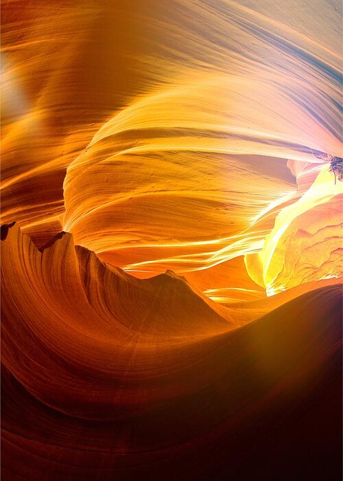 Antelope Canyon Greeting Card featuring the photograph Somewhere in America series - Gold Colors in Antelope Canyon by Lilia S