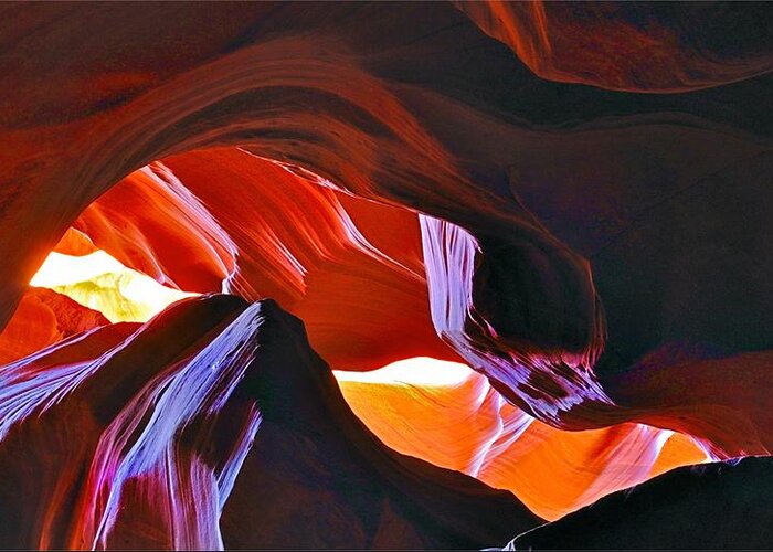 Antelope Canyon Greeting Card featuring the photograph Somewhere in Waves in Antelope Canyon by Lilia S