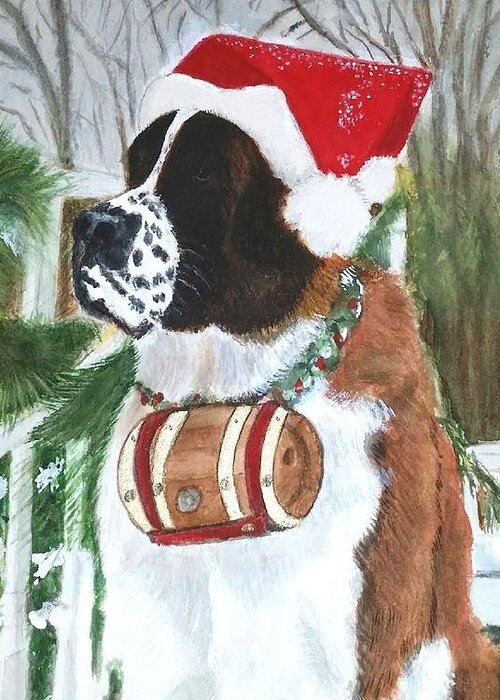 St Bernard Greeting Card featuring the painting Sonoma to the Rescue by Vickie G Buccini