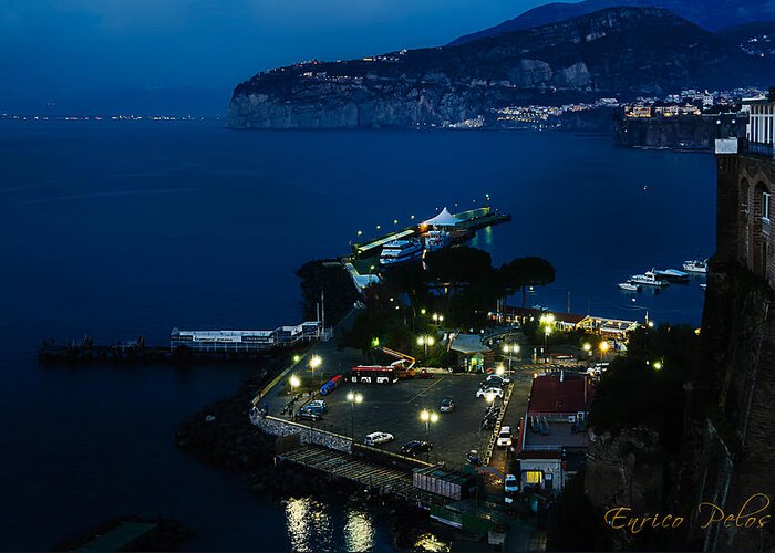 Sorrento Greeting Card featuring the photograph Sorrento porticciolo notturna - Sorrento harbour by night by Enrico Pelos