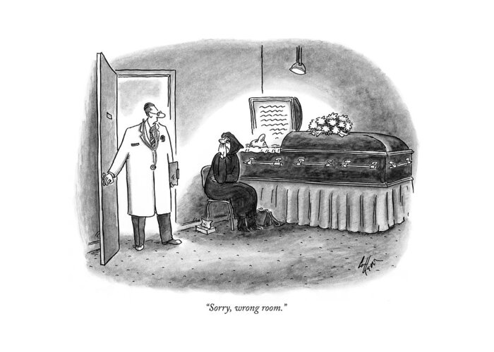 Doctors - General Greeting Card featuring the drawing Sorry, Wrong Room by Frank Cotham