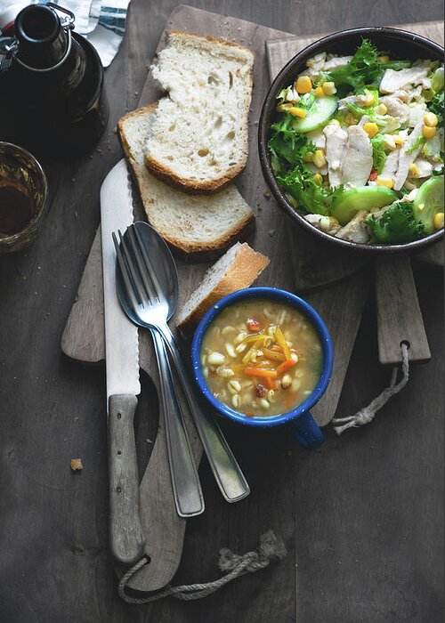 Chicken Salad Greeting Card featuring the photograph Soup And Salad by A.y. Photography