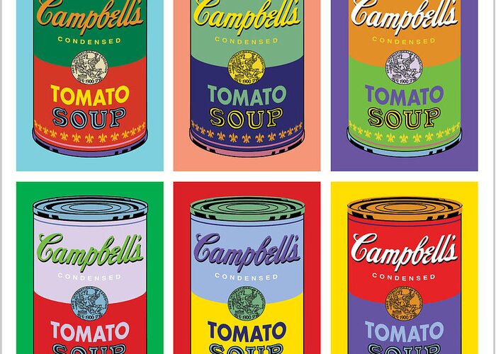 Vector Greeting Card featuring the digital art Soup Cans by Gary Grayson