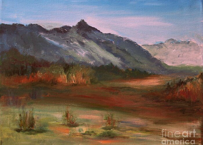 Fall Foggy Morning Greeting Card featuring the painting South Mountain by Julie Lueders 