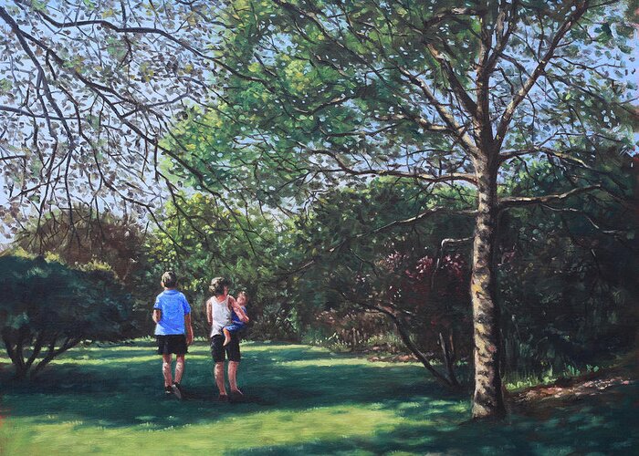 Southampton Greeting Card featuring the painting Southampton People in Park by Martin Davey