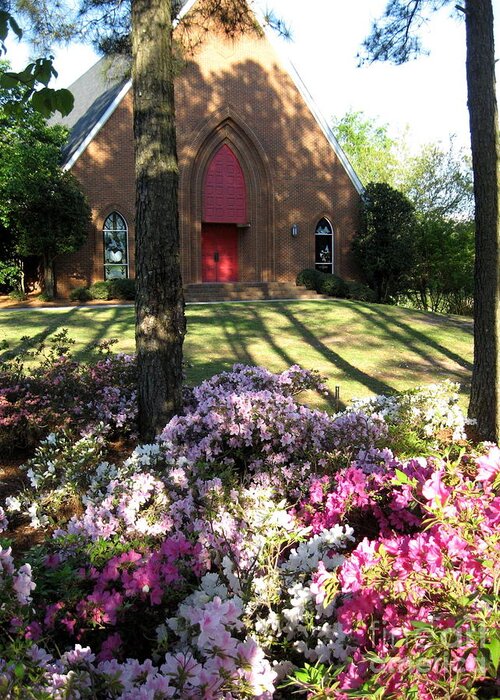 Church Greeting Card featuring the digital art Southern Church In Bloom by Matthew Seufer
