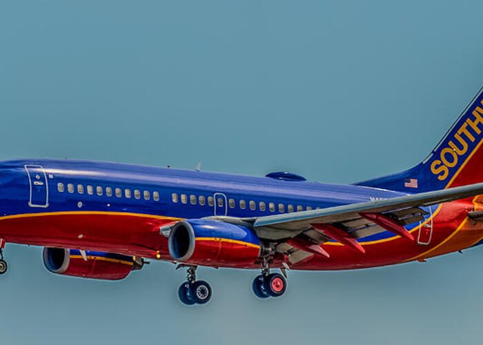 Plane Greeting Card featuring the photograph Southwest 737 landing by Paul Freidlund
