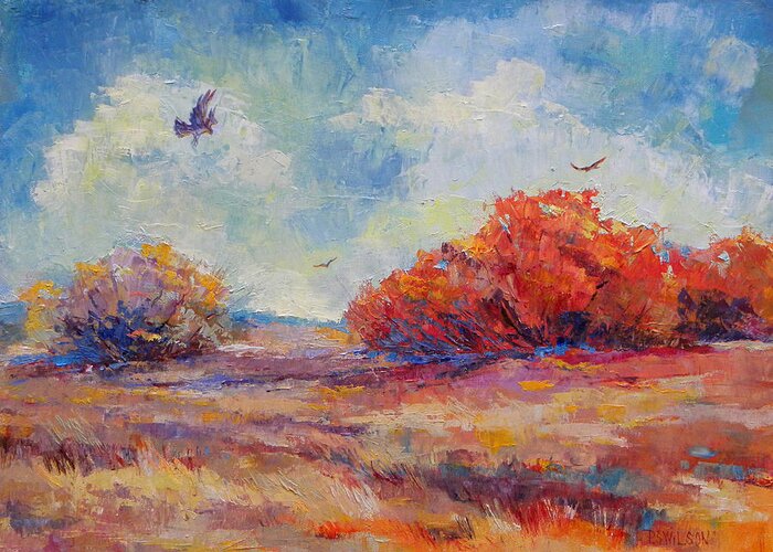 Southwest Greeting Card featuring the painting Southwest Landscape by Peggy Wilson