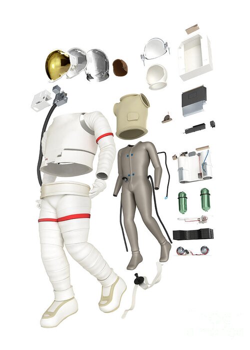 Arrangement Greeting Card featuring the photograph Spacesuit, Exploded View by Nikid Design Ltd / Dorling Kindersley