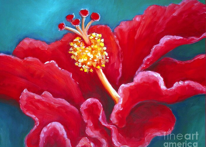 Red Greeting Card featuring the painting Spanish Dancer by Audrey Peaty