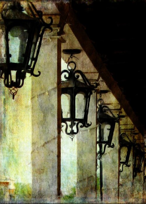 New Mexico Greeting Card featuring the mixed media Spanish Lights by Barbara Chichester