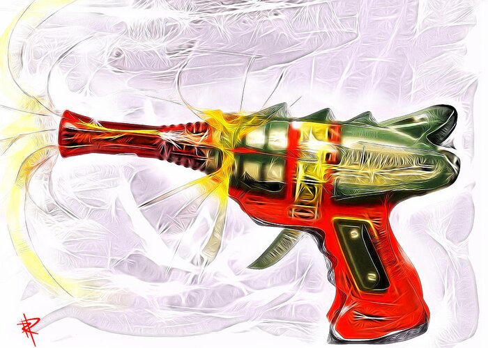 Ray Gun Greeting Card featuring the mixed media Spark Maker by Russell Pierce