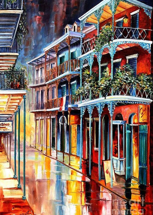 New Orleans Greeting Card featuring the painting Sparkling French Quarter by Diane Millsap