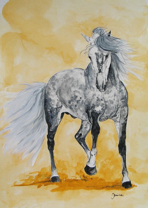 Horse Original Painting Greeting Card featuring the painting Spartacus by Janina Suuronen