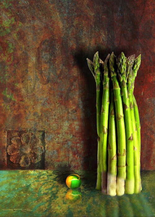 Asparagus Greeting Card featuring the painting Spears by Patrick J Osborne