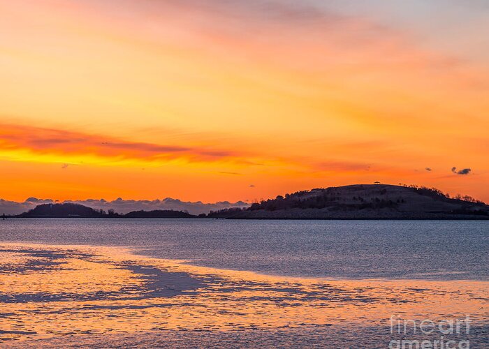 America Greeting Card featuring the photograph Spectacle Island Sunrise by Susan Cole Kelly
