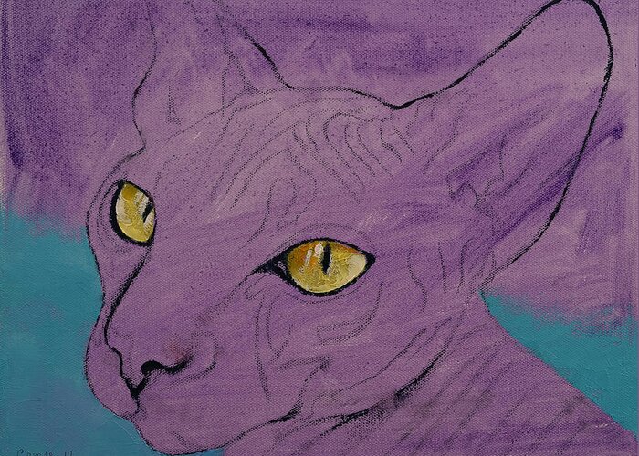 Art Greeting Card featuring the painting Purple Sphynx by Michael Creese