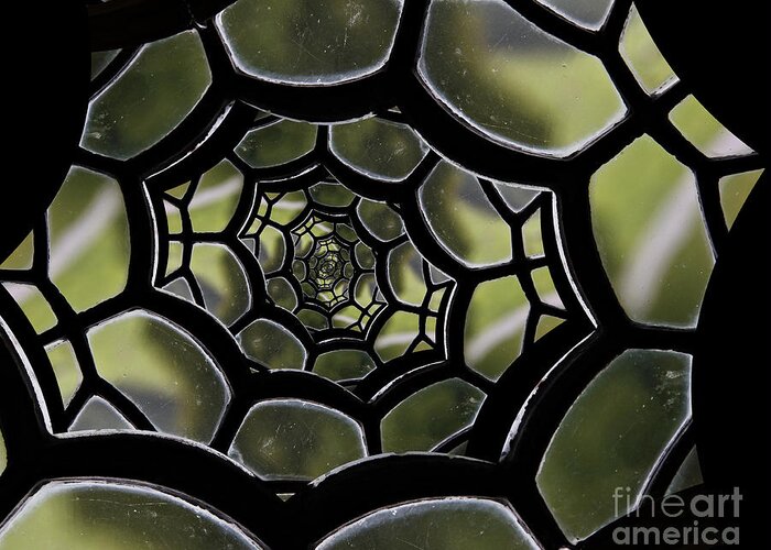 Spiral Greeting Card featuring the photograph Spider's Web. by Clare Bambers