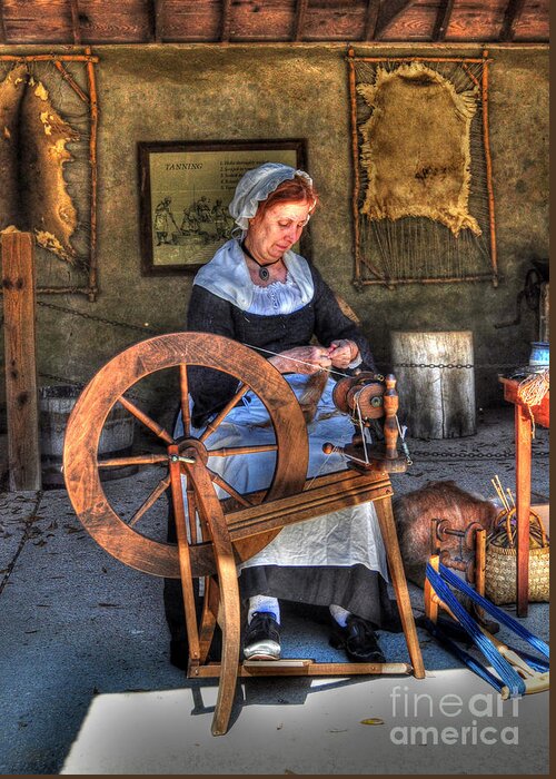 Historic Greeting Card featuring the photograph Spinning Yarn by Kathy Baccari