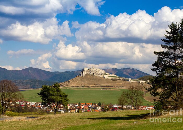 Castle Greeting Card featuring the photograph Spissky Hrad - Castle by Les Palenik