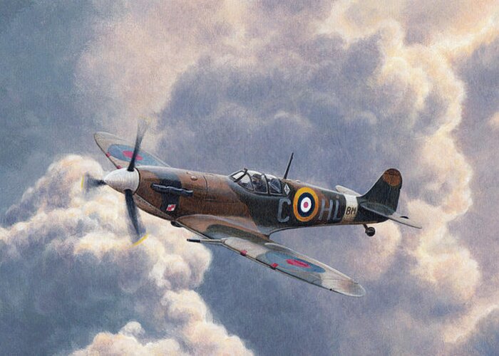 Adult Greeting Card featuring the photograph Spitfire Plane Flying In Storm Cloud by Ikon Ikon Images