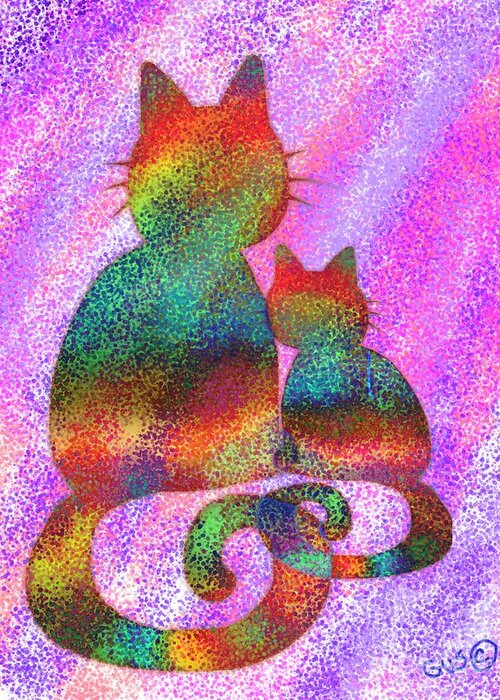 Cat Greeting Card featuring the digital art Splatter Cats 2 by Nick Gustafson