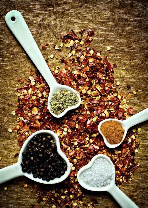 Spoon Greeting Card featuring the photograph Spoons And Spices by Michelle Mcmahon