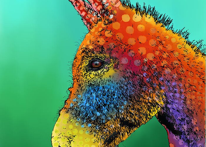 Young Greeting Card featuring the digital art Spotted Donkey by Marlene Watson