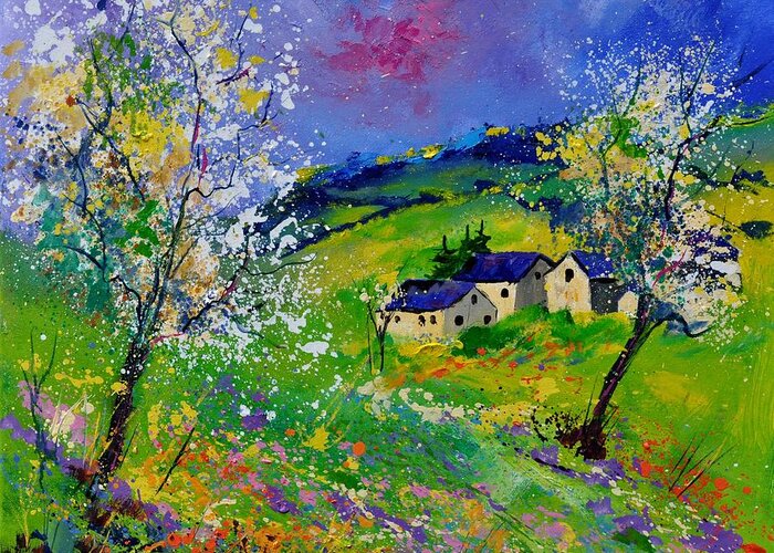 Landscape Greeting Card featuring the painting Spring 774140 by Pol Ledent