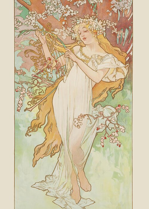 Spring Greeting Card for Sale by Alphonse Mucha
