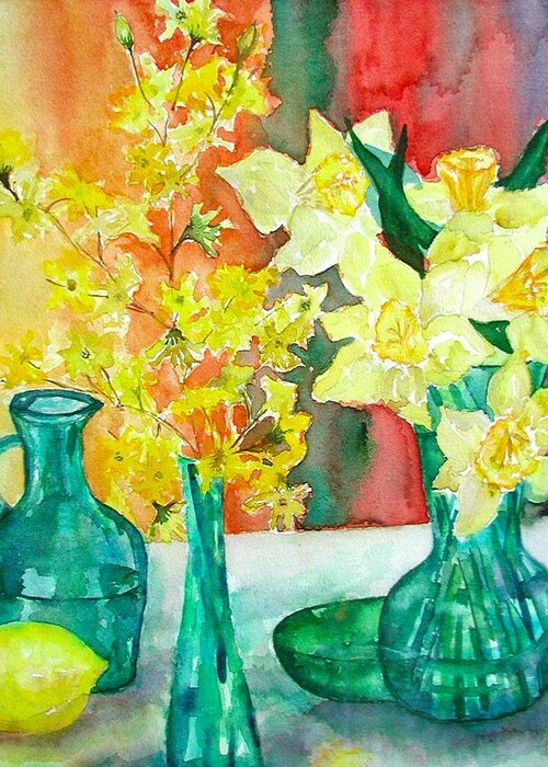 Spring Greeting Card featuring the painting Spring by Anna Ruzsan